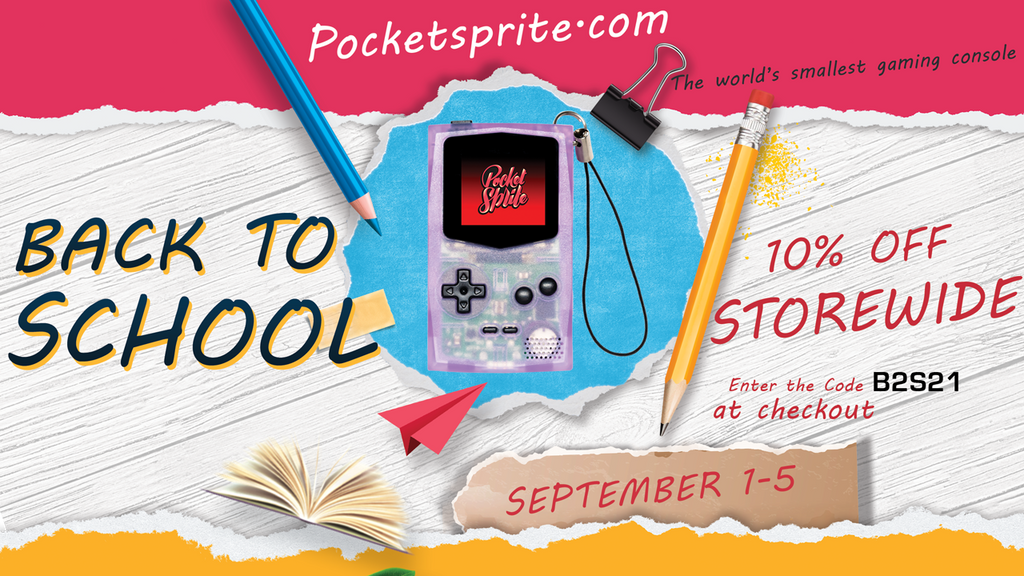 Pocketsprite back to school Promotion 10% OFF storewide. Sept 1-5