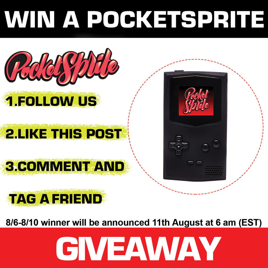Pocketsprite Twitter and Instagram Summer Giveaway . Win a black pocketsprite.